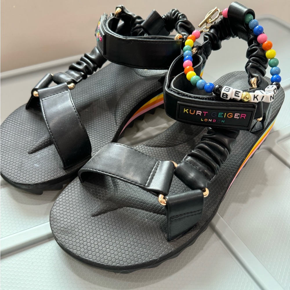 Kurt Geiger - Black and Rainbow Platform Sandals